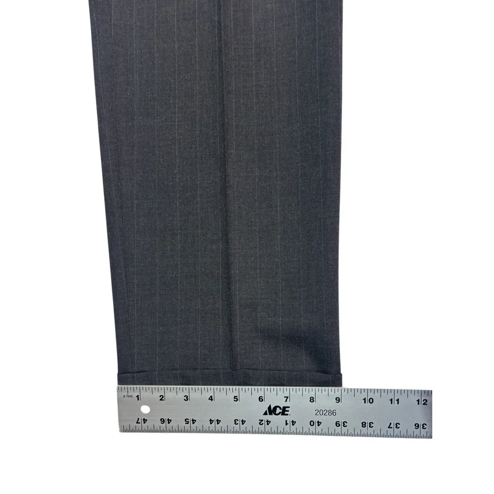 vtg 90s Sterling & Hunt 42L 36x31 Charcoal Stripe 2pc Pant Suit USA‎ 100% Wool